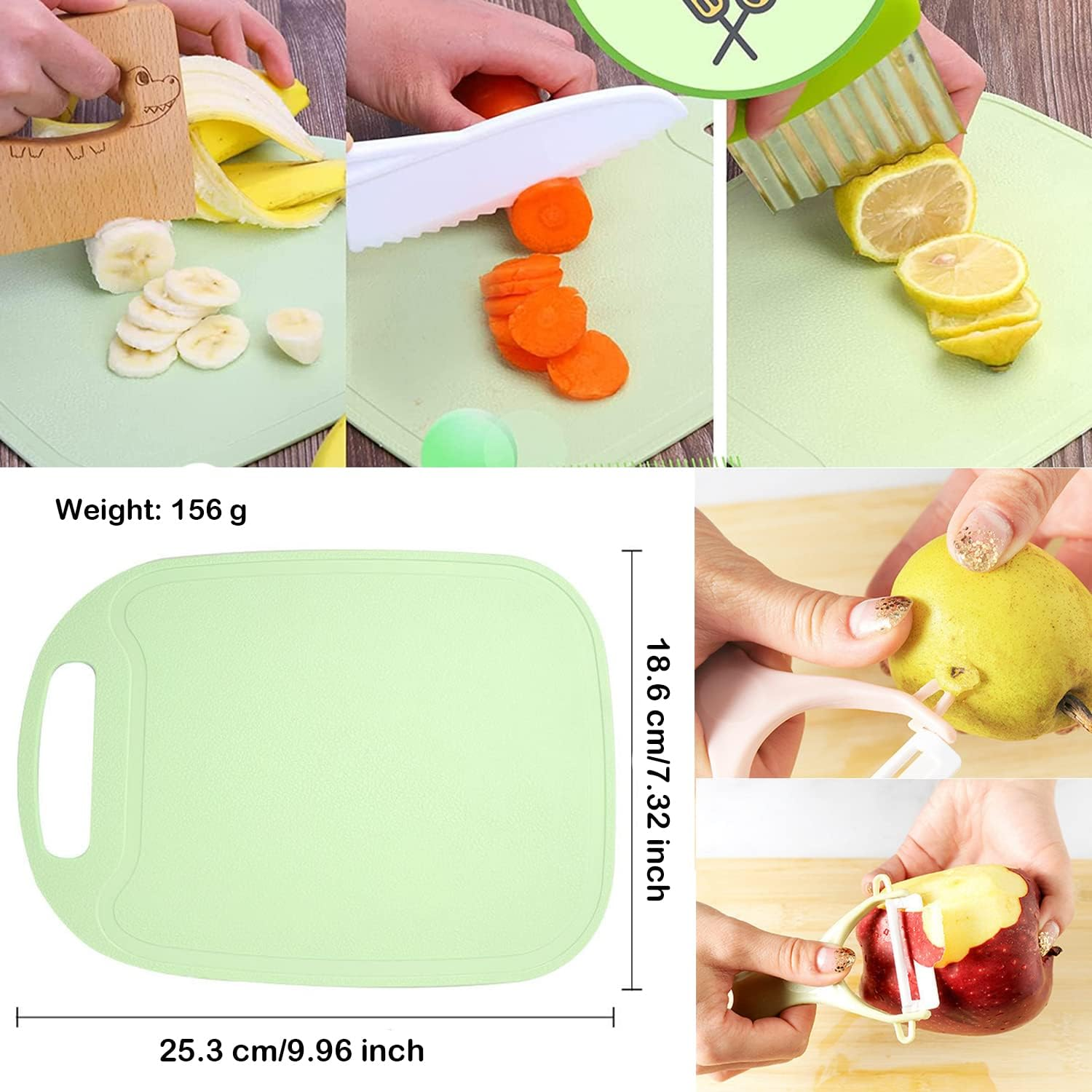 Kids Cooking Cutter Set, 8 Pcs Knife Set, Safe Knives, Wooden Kitchen Knife, Toddler Kitchen Tools for Montessori Chopper Cutting Fruit Vegetable image number 6
