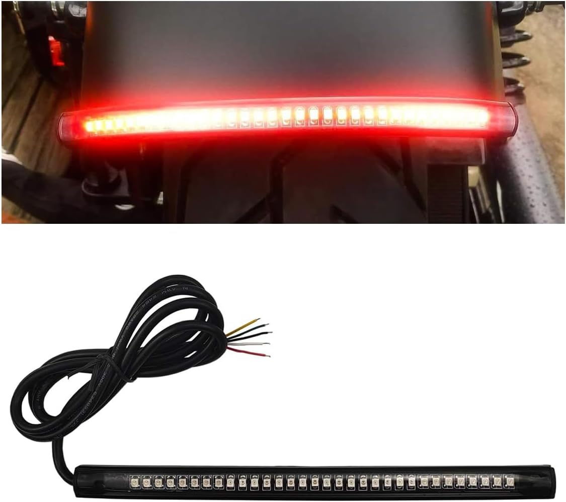 Universal 8" Flexible LED Light Strip Bar with Tail Brake Stop Turn Signals Lights, Waterproof LED License Plate Tail Light Bar for Motorcycle Scooter Quad Cruiser off Road image number 3