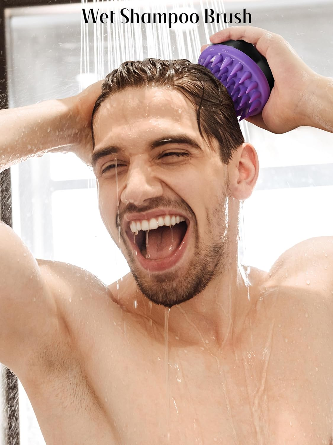 HEETA Scalp Massager with Soft Silicone Bristles - Removes Dandruff, Relieves Itching, Shampoo Brush for Hair Care & Scalp Relaxation (Black & Dark Purple) image number 5