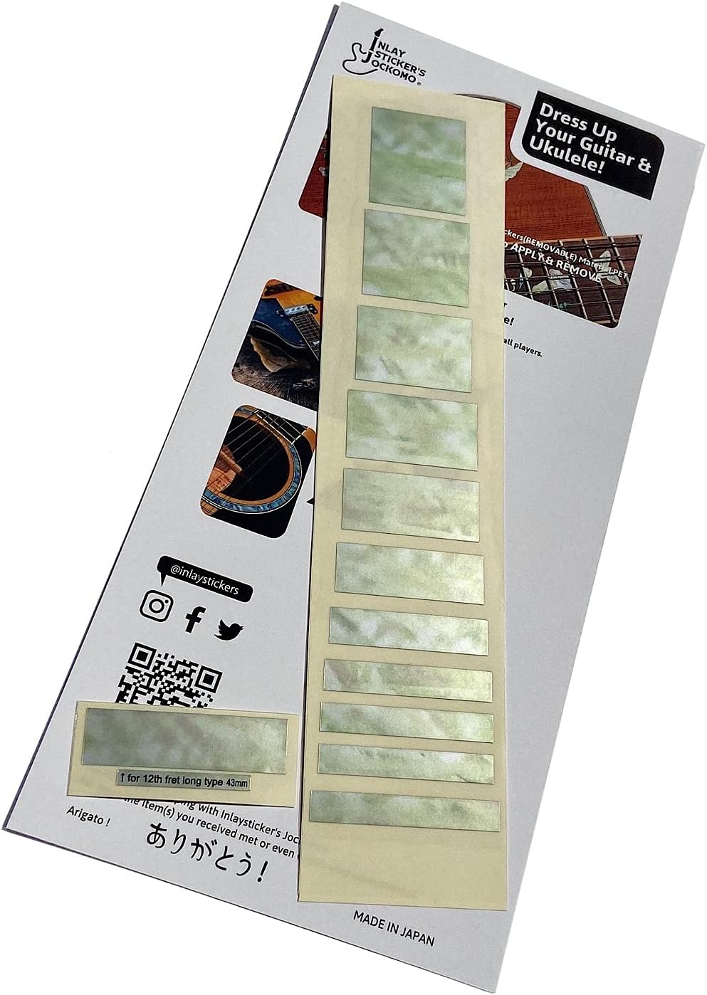 Inlay Sticker Fret Markers for Guitars & Bass - LP/SG Blocks - Aged White Pearl, F-005BL-AW - Blue image number 4