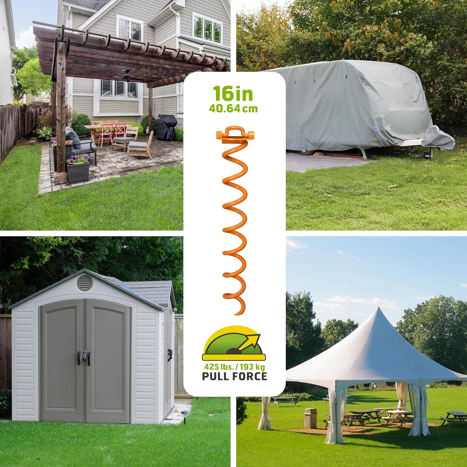 Liberty Outdoor ANCFR16-ORG-A Folding Ring Spiral Ground Anchor, ANCFR16-ORG-R