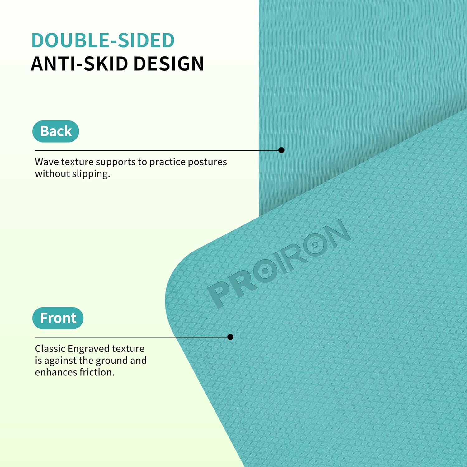 PROIRON Yoga Mat Folding Travel Yoga Mat TPE Eco-Friendly Non Slip Double-Sided Exercise Mat Foldable Easy to Carry to Class Beach Park Travel Picnics 6 Mm Thick(With Storage Bag) image number 6