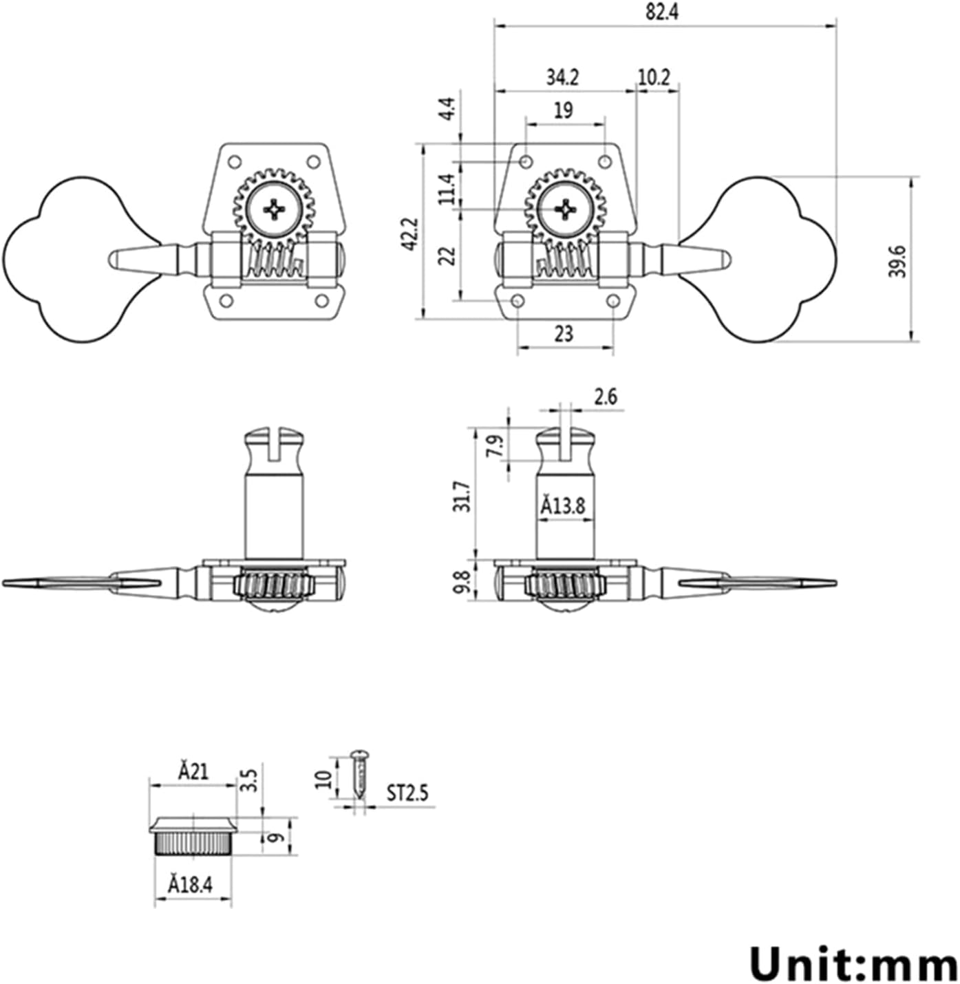 Labymos 1PCS Right Bass Tuner Peg Compatible for Fender Guitar Tuning Pegs image number 5