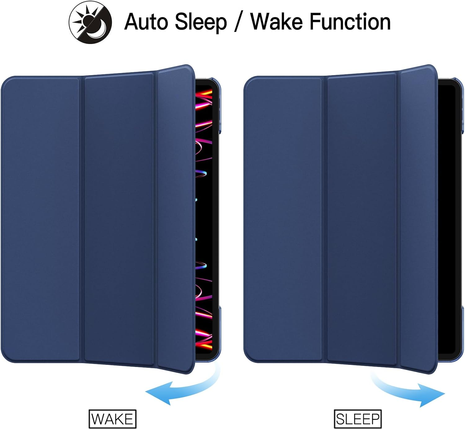 Jetech Case for Ipad Pro 12.9-Inch (6Th/5Th Generation, 2022/2021 Model), Slim Stand Hard Back Shell Smart Cover with Auto Wake/Sleep (Navy) - Black image number 6