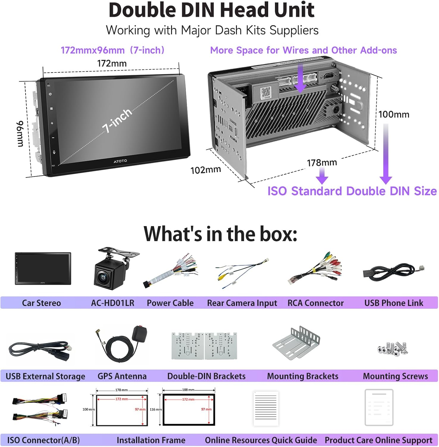 ATOTO A5L Double-Din Car Stereo Wireless Carplay & Android Auto, 7 Inch Android Head Unit with Chatgpt-Ai, GPS Navigation, Wifi/Bt/Usb Tethering, 24-EQ DSP, 4 * 45 AMP, A5LG2B7T-S01