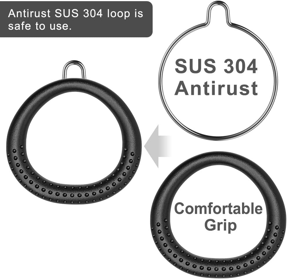 Dolibest 2 Pack of Ninja Gymnastic Rings, Monkey Ring Outdoor Backyard Ninja Accessories Set, Obstacle Course for Training,1000Lb Capacity(Black)