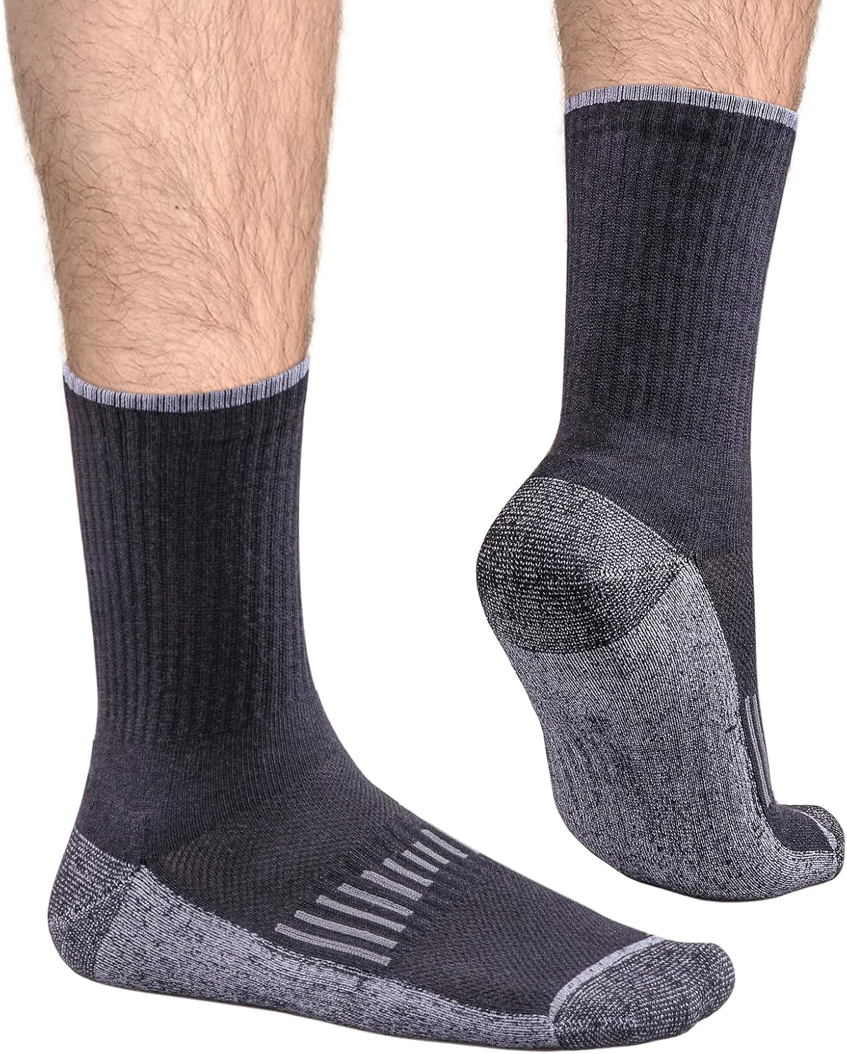 YUEDGE Men'S Cushioned Everyday Work Casual Athletic Crew Socks for Men Mosture Wicking Mens Socks, 5 Pairs image number 6