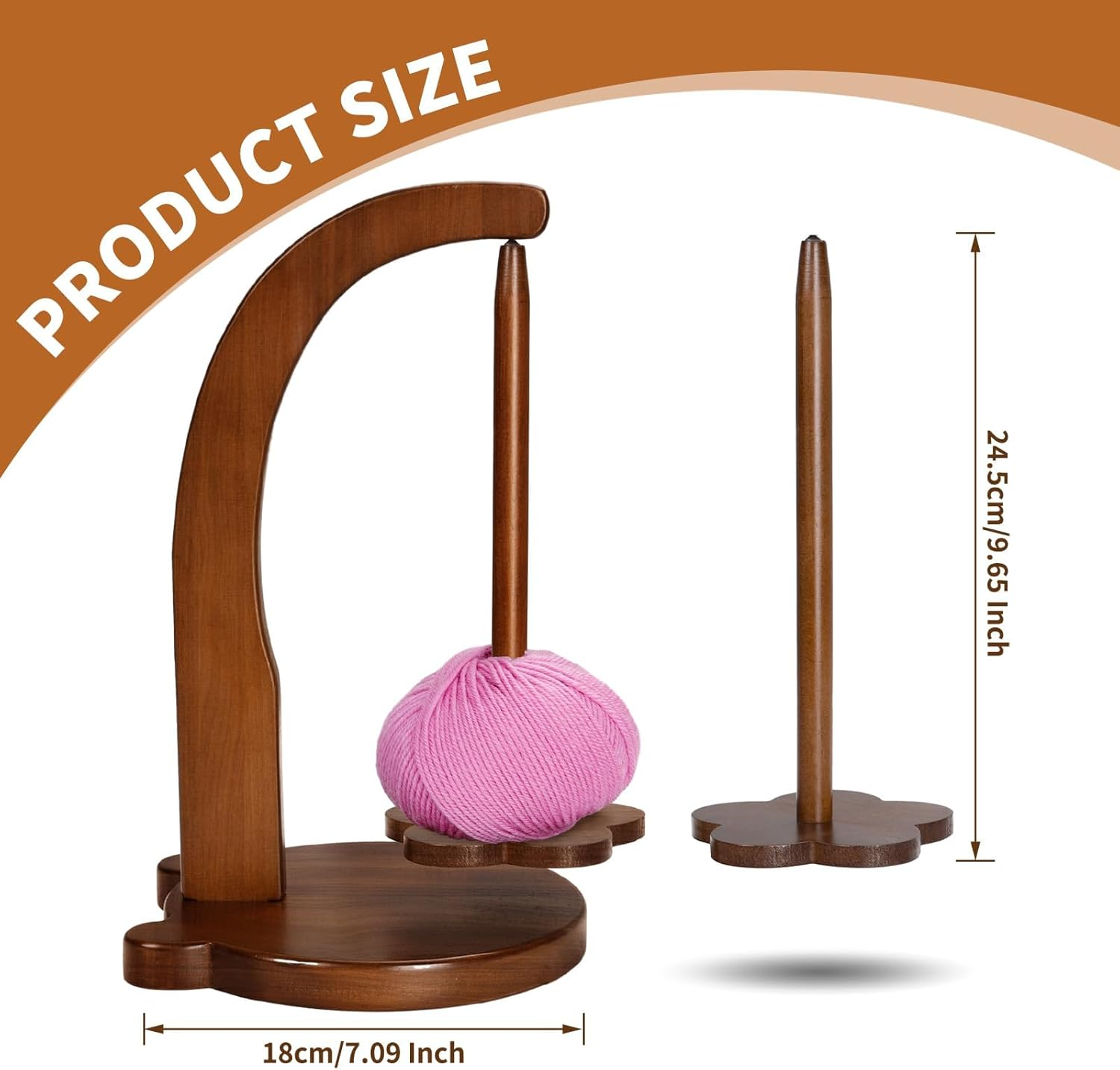 Yarn Holder for Knitting and Crocheting,Wooden Yarn Spinner for Crocheting，Yarn Ball Holder for Knitting, Crochet for Knitting Lovers