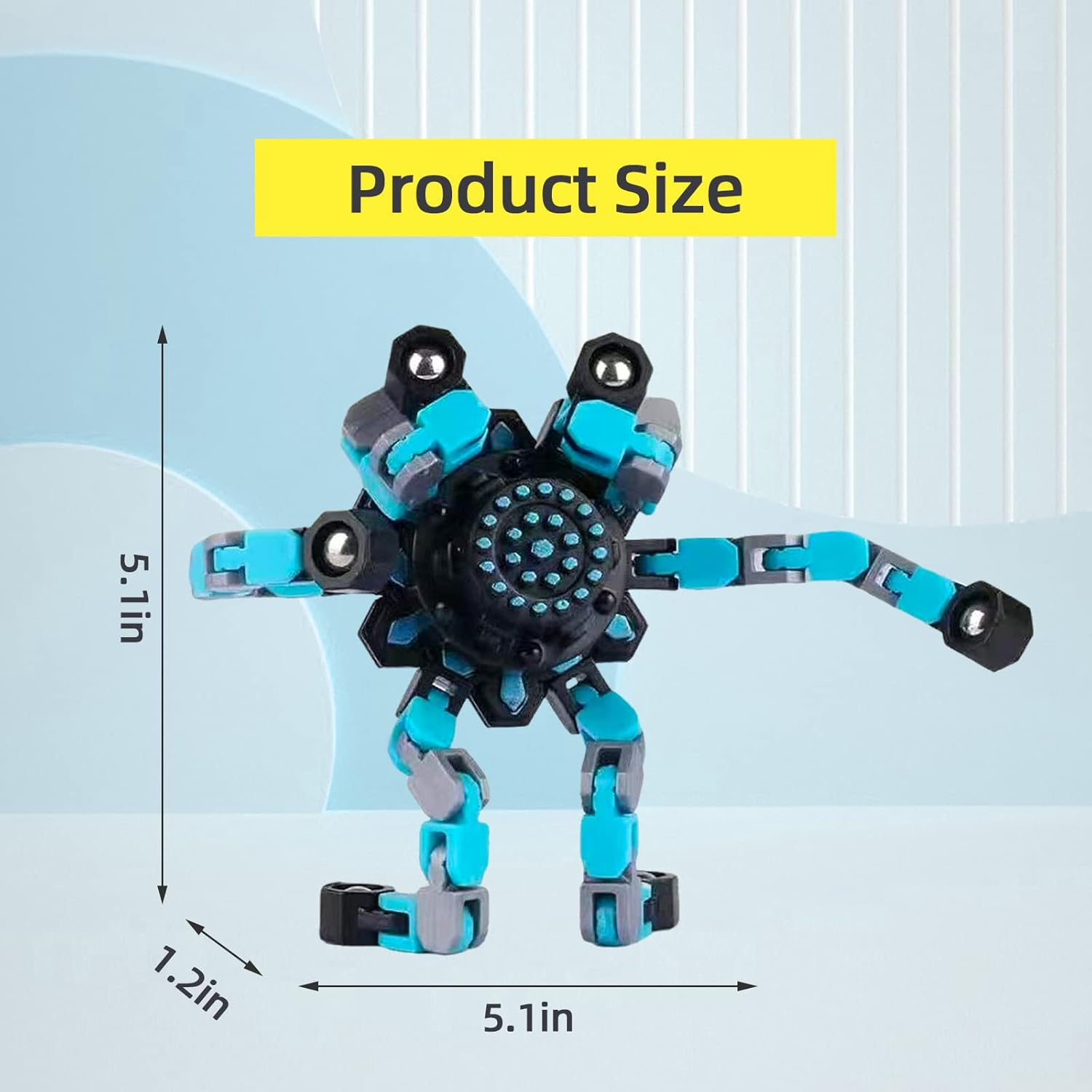 GLLBTPT 20Pcs Fidget Spinners Fingertip Gyros,Diy Deformable Robot Funny Sensory Fidget Toys,Stress Relief Creative Transformable Fingertip Gyro for Adults Kids Christmas Birthday Party image number 5