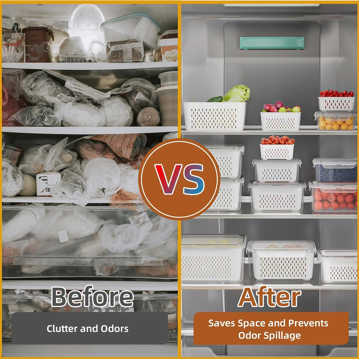 Fruit Storage Containers for Fridge with Removable Colanders, Food-Grade Freezer-Sealed Drained Fruit Containers for Fridge, Keep Fruit Fresh for Long Periods of Time, Dishwasher Safe (Clear-6 Pack) image number 5