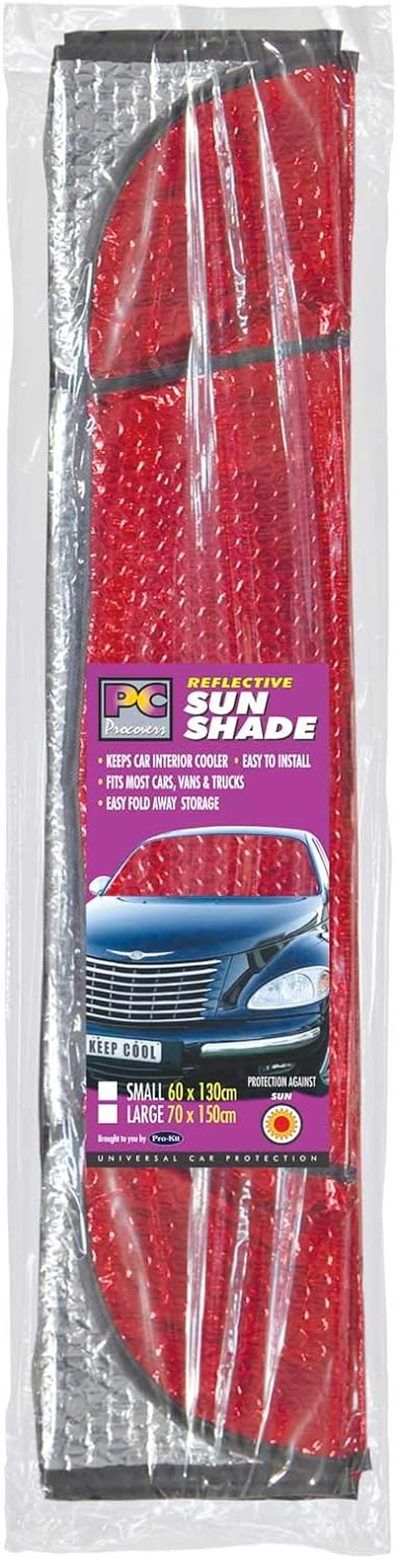 RG2604 Folding Car Sun Shade RED Large 70 X 150Cm, Red