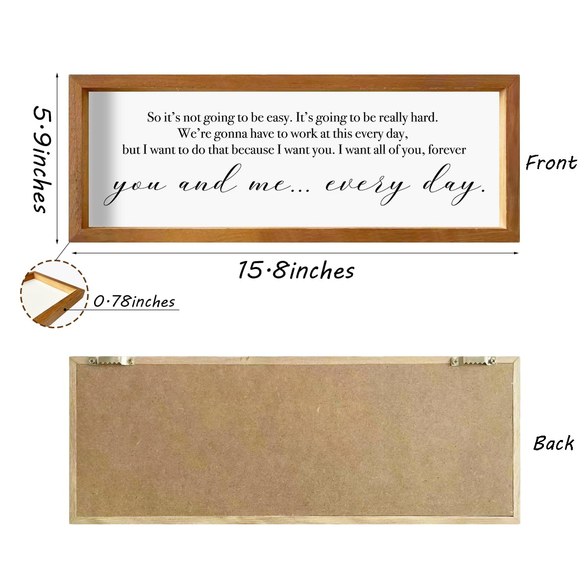 Inspirational Quotes Motivational Rustic Country Affirmations Decorative Wooden Framed Sign Encouragement Farmhouse Hanging Wall Decor Home Office Living Room Bedroom Kitchen Hallway Decoration image number 2