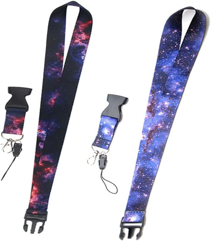 2Pcs Lanyard for Keys, Starry Sky Badge Lanyards,Neck Lanyard Kit with Release Buckle for Women& Men, Wallet, Car Keys (B)