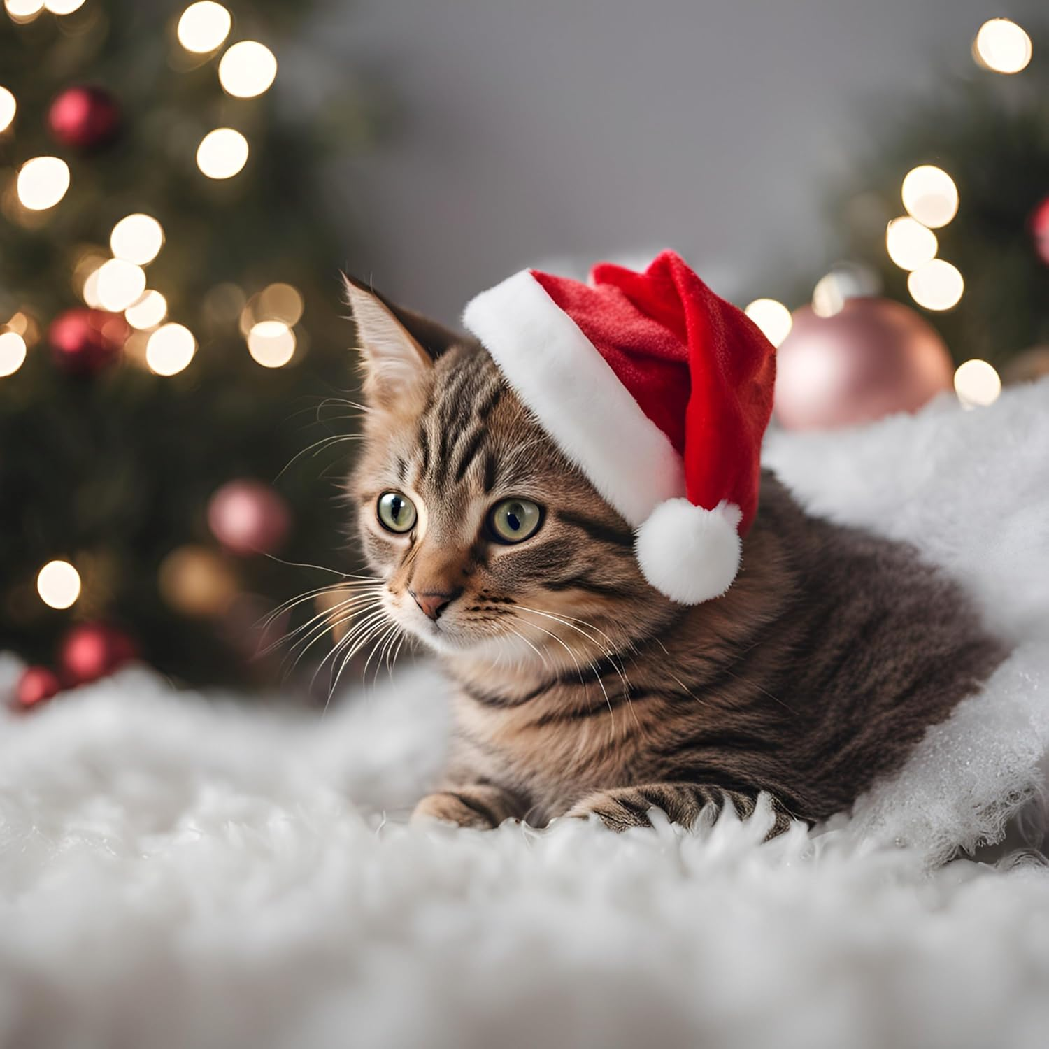 Nebula-X Cat Santa Hat, Christmas Hats for Cats Pet Santa Hat Christmas Costume for Cat Rabbit Puppy Doll, (4) image number 4