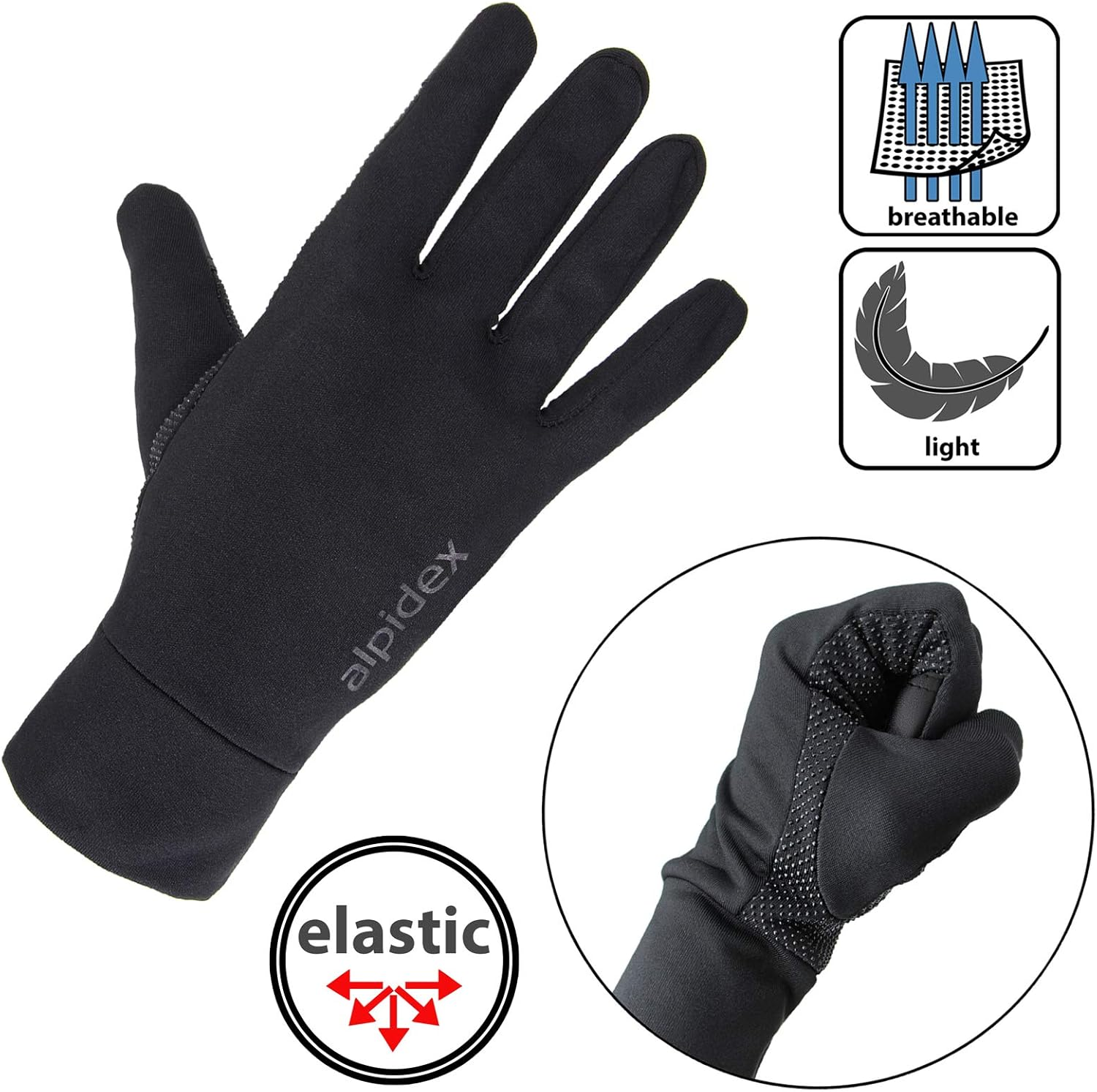 ALPIDEX Lightweight Sports Gloves Men Woman Gloves Touchscreen Running Thin Warm Liner Winter Bike Walking Cycling Biking Sporting Driving anti Slip Glove Liner image number 5