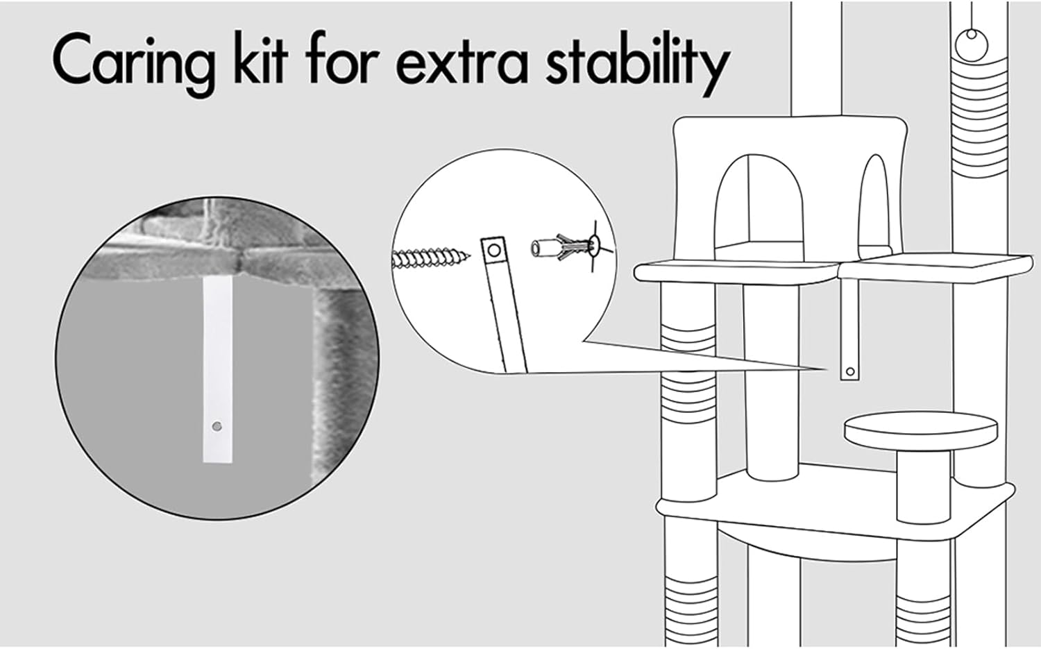 BEASTIE 143Cm Multi-Level Cat Tree Tower with Scratching Posts, Sisal-Covered Cat Condo Play House Wood Furniture with Plush Perch, Light Grey Cat Scratcher Tower for Kittens Climbing and Rest image number 6