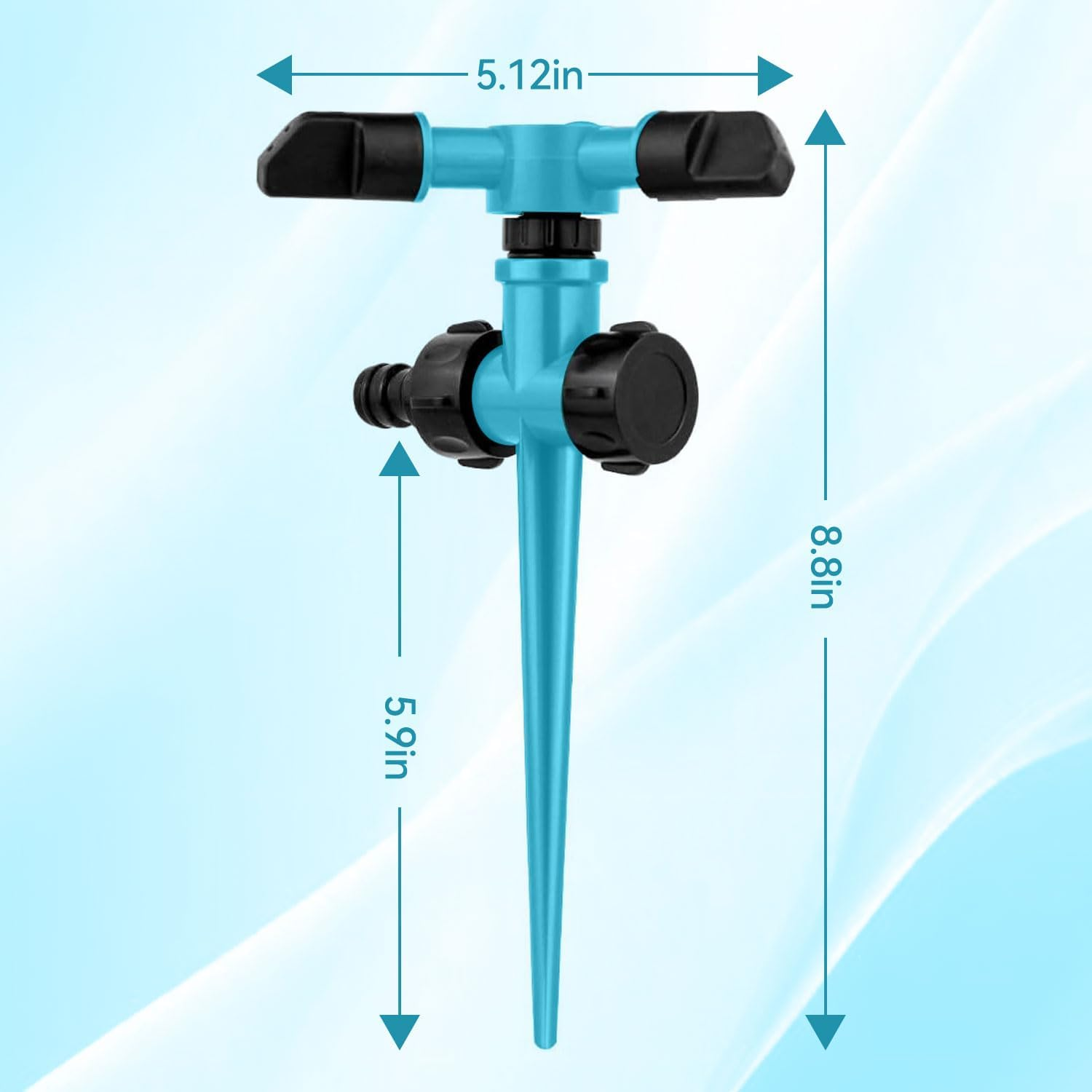 2 Pack Yard Sprinkler 360&deg; Rotating Lawn Sprinkler with up to 3,000 Sq. Ft Coverage - Adjustable, Weighted Gardening Watering System (Blue) image number 5
