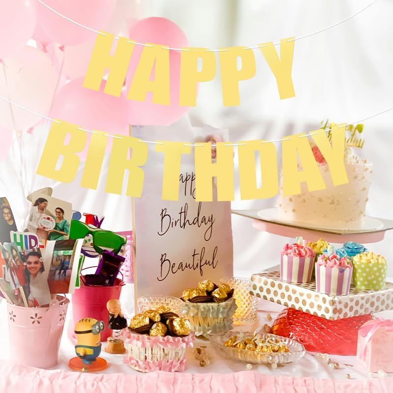 Happy Birthday Decorations Banner for Men Women Gold Glitter Happy Birthday Banner Happy Birthday Banner Home Decor Birthday Party Supplies for Girls Boys Adults Teen Birthday Hanging Sign Wall Banner image number 5