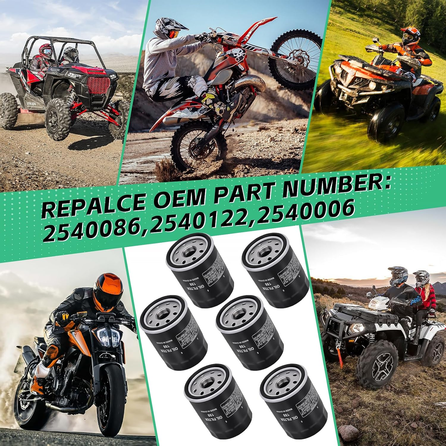 2540086 Oil Filter 2540122 2540006 for Polaris Ranger 570 700 800 900 1000 Crew XP General 1000 RZR 570 800 900 1000, Sportsman 600 700 800 ATV, RZR S 800 RZR 4 800 900 ACE 900 570 500, 6PCS image number 4