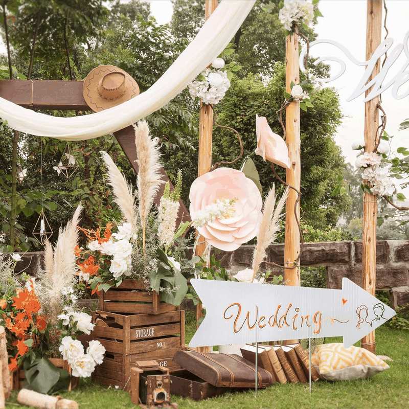 Blank Arrow Signs with Stakes 15 Pack 17 X 6 Inches Wedding Directional Yard Signs with Stakes, This Way Arrow Yard Signs Birthday Party Signs Arrow image number 2