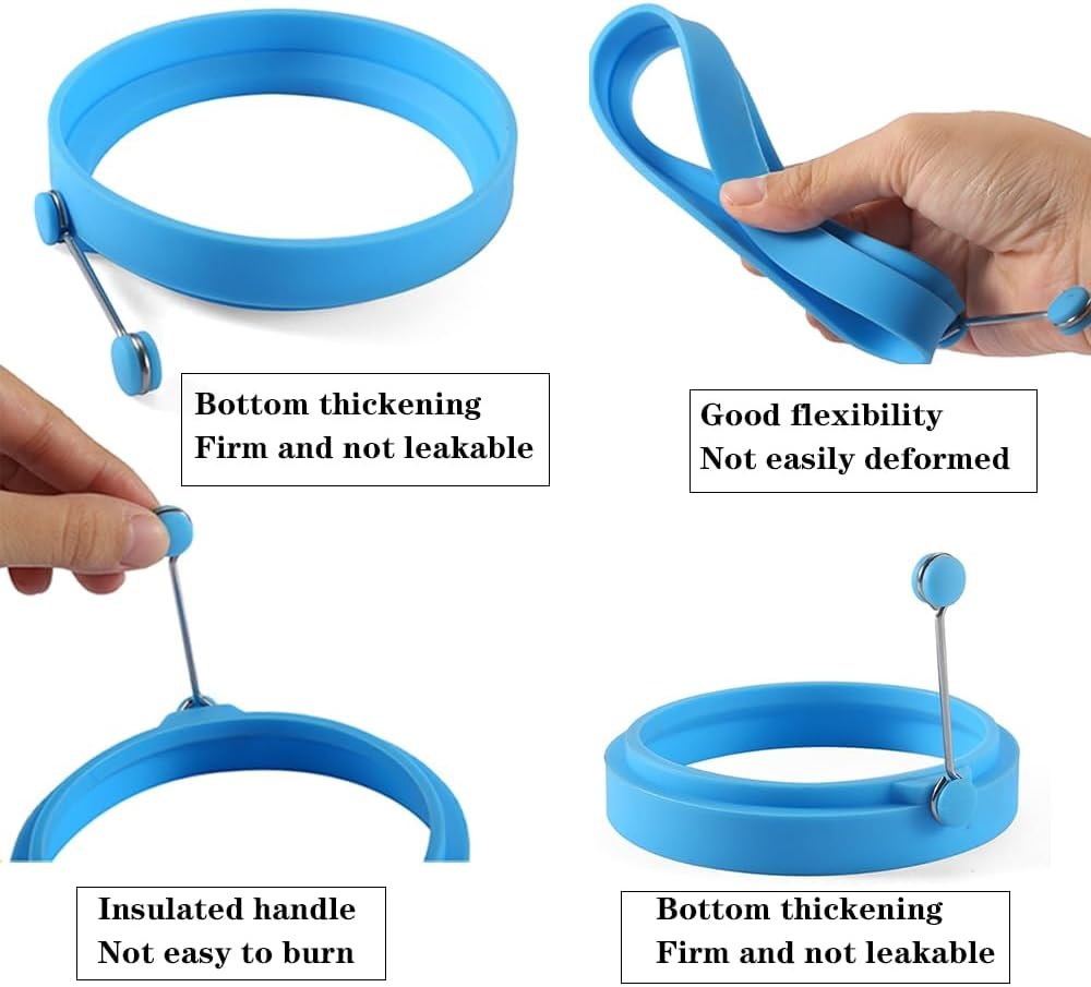 4 Pack Egg Cooking Rings Egg Mcmuffin Ring,Food Grade Silicone Rings - Perfect Non-Stick Fried Pancake Cooking Molds,4 Inch/10 Cm Diameter Heat-Resistant Kitchen Tools