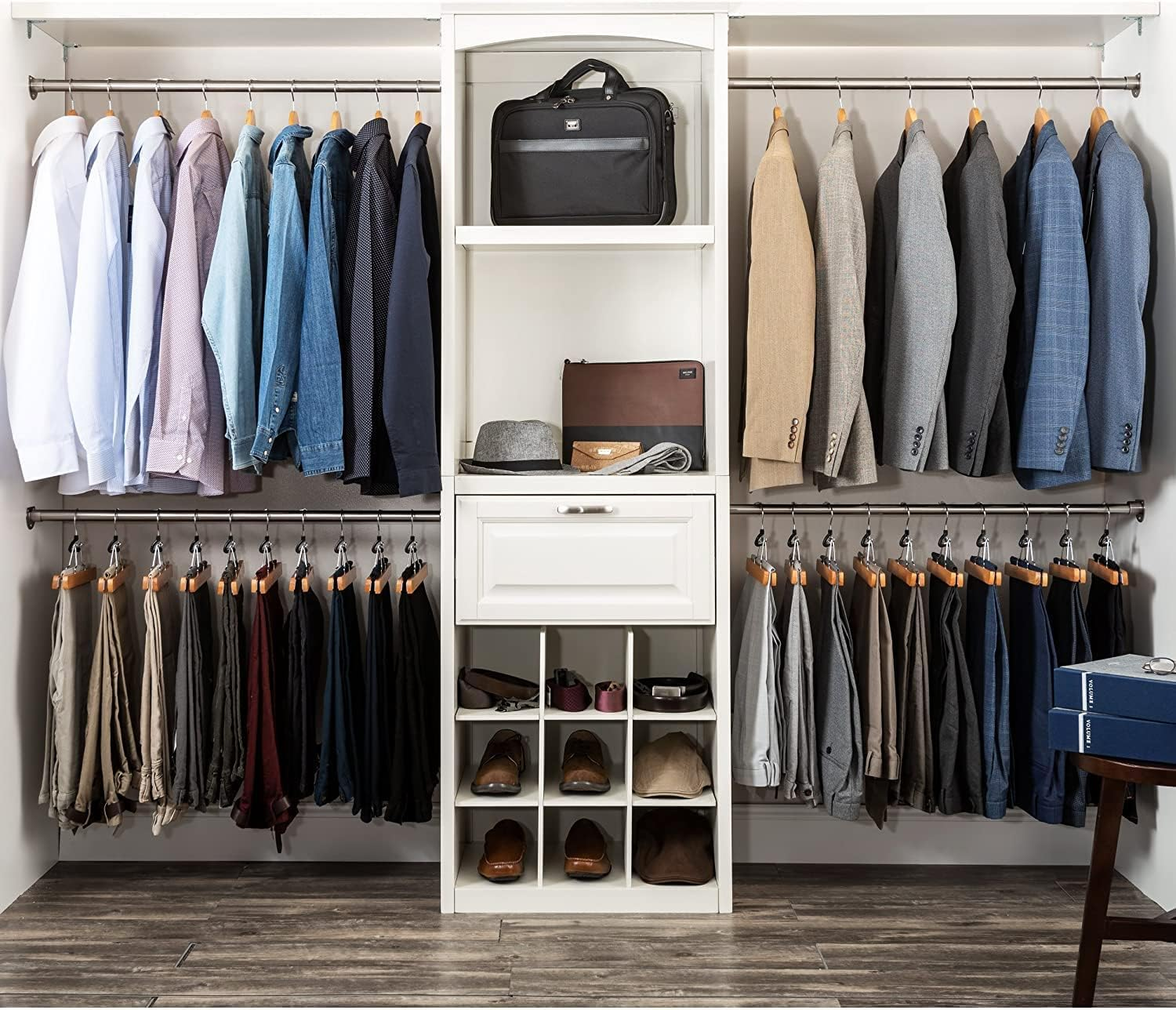 Wide Shoulder Wooden Hangers, 6 Pcs 100% Solid Wooden Extra-Wide Clothing Hanger with Non Slip Pants Bar, Wood Coat Suit Hangers Heavy Coats, Sweater, Skirt, Suit, Pants (Walnut) image number 3