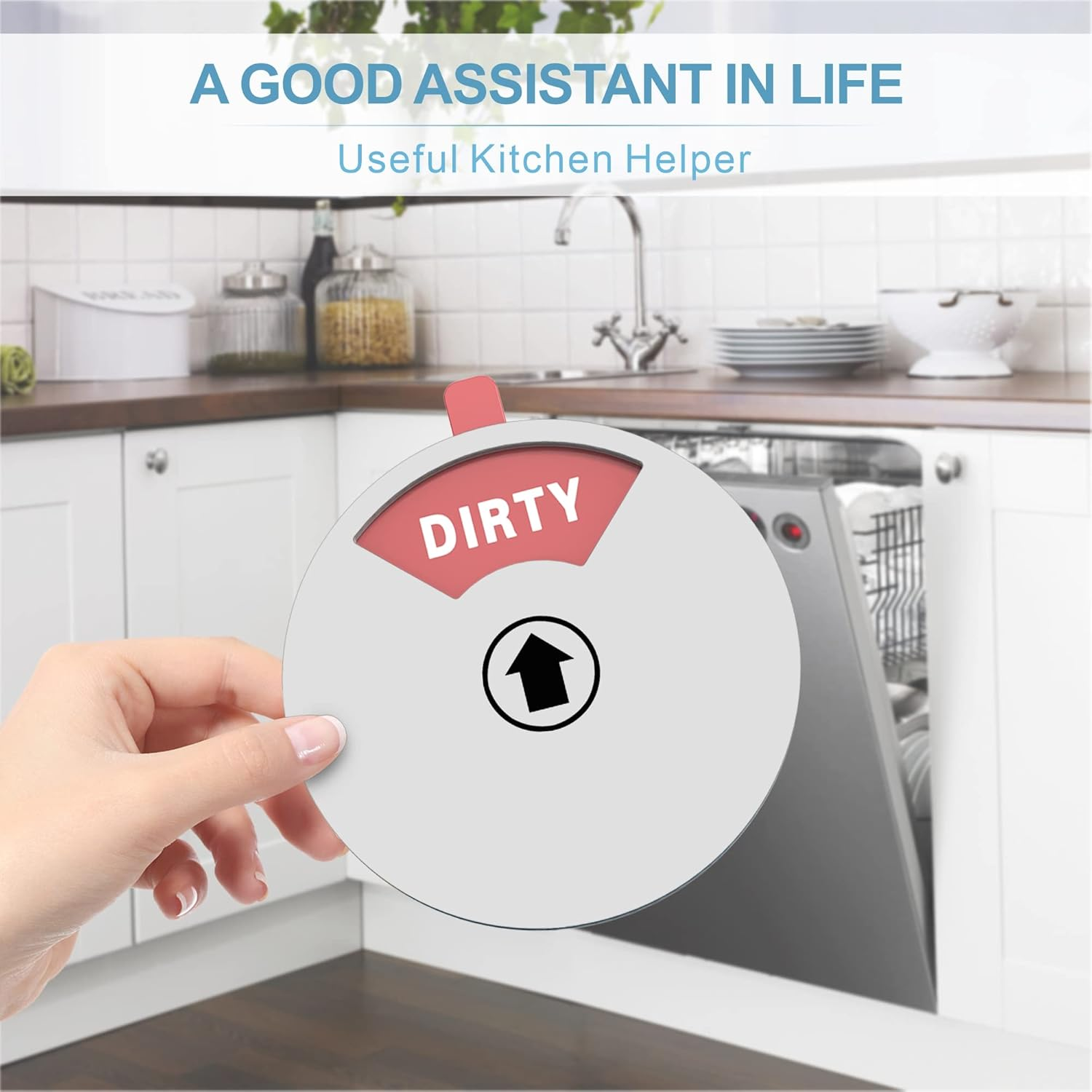 Updated Dishwasher Soft Magnet Clean Dirty Sign, Clean Dirty Running Empty Magnet for Dishwasher with Double-Sided Glue (Silver) image number 5