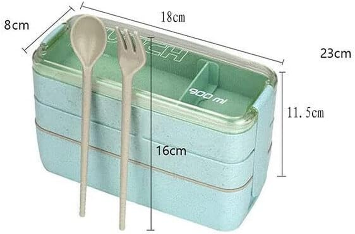 AIMALL Bento Box 3-Layer Students Lunch Box Eco-Friendly 900Ml Food Container, for Kids & Adults image number 1