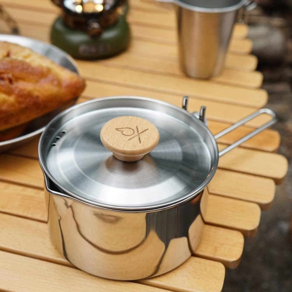 ZEYUAN Stainless Steel Kettle Outdoor Camping Pot Portable Mountaineering Trekking Cooking Tool Travel Hiking Cookware Equipment image number 6