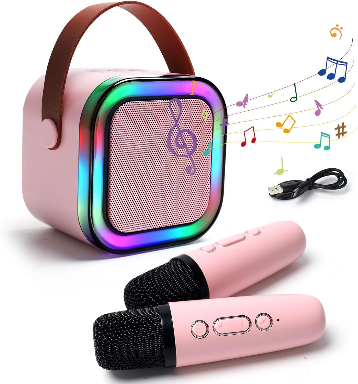 Kids Karaoke Microphone with Bluetooth Speaker for Kids Toys for Boys and Girls 3-12 Years Old, 5-8 Years Old Girls Gifts (Pink 2 Mic) image number 5