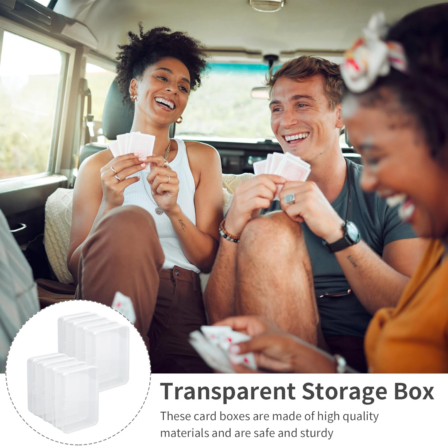 Playing Card Deck Box 8 Pieces Card Storage Organizer Plastic Storage Box, Clear Card Case for Playing Cards, Trading Card Storage Box Organizer Snap Closed, for Business Cards, Card Storage, Beads image number 5