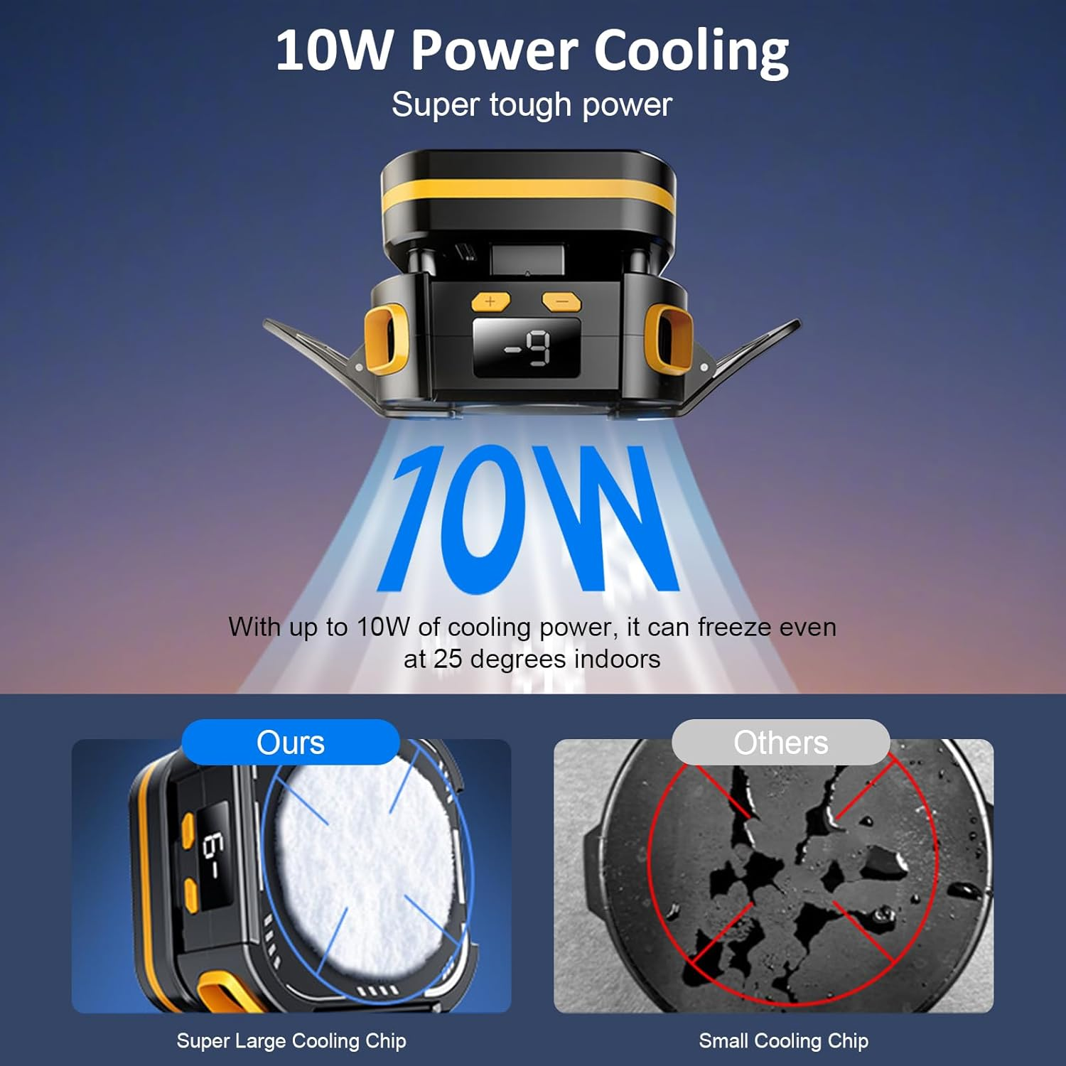 Magnetic Phone Cooler, 2000Mah Cordless Semiconductor Cooling Chip for Iphone/Android, Magnetic Phone Fan with 3-Stage TEC (-10&deg;C), No Cable Gaming Cooler, Silent Esports Accessory