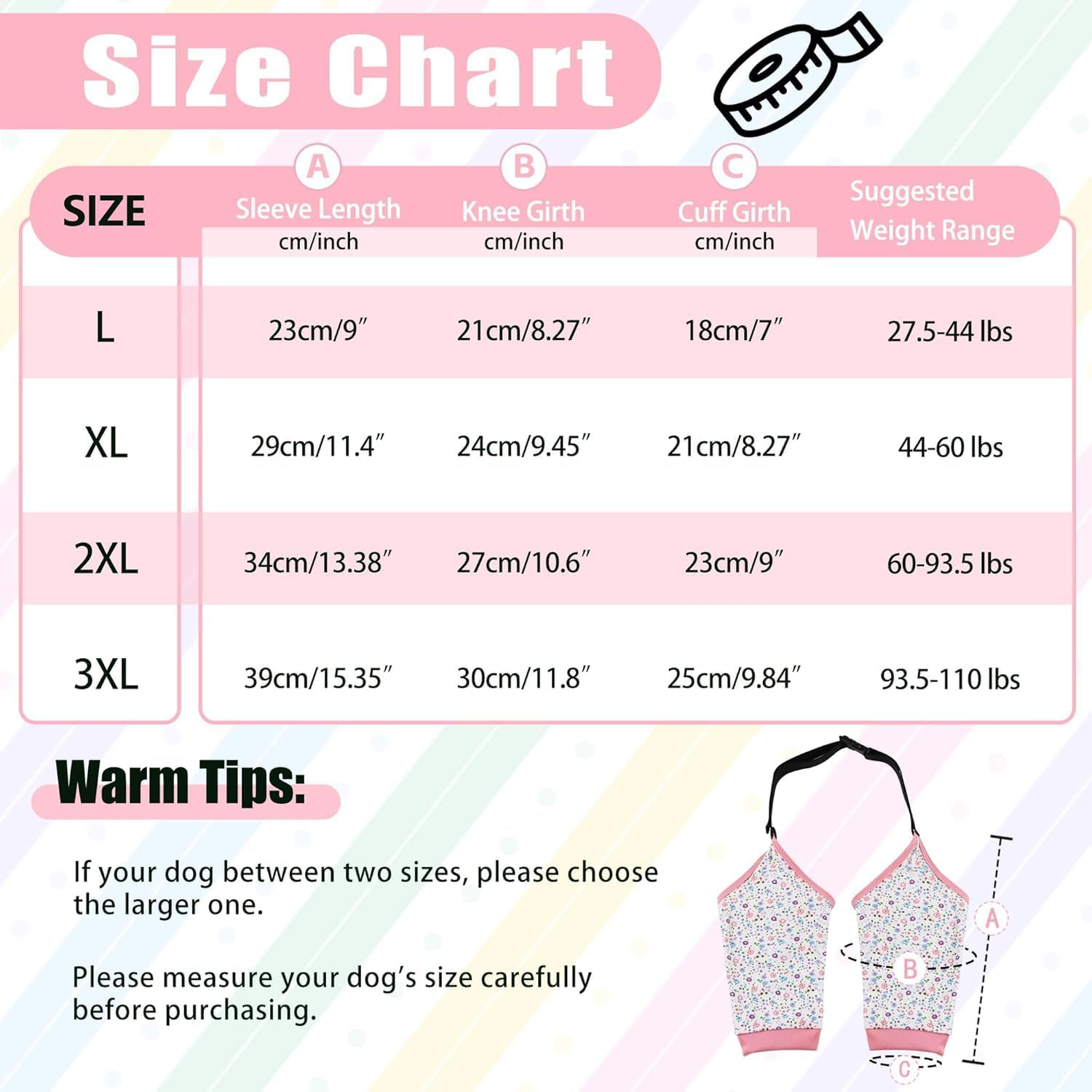 Dog Elbow Sleeve for Front Leg Calluses, Dog Elbow Protector Pads Dog Recovery Sleeve to Stop Licking, Adjustable Dog Elbow Wrap Sleeves, Dog Shoulder Brace Recovery Suit for Arthritis & Joint Care (XL, Pink Floral) image number 2