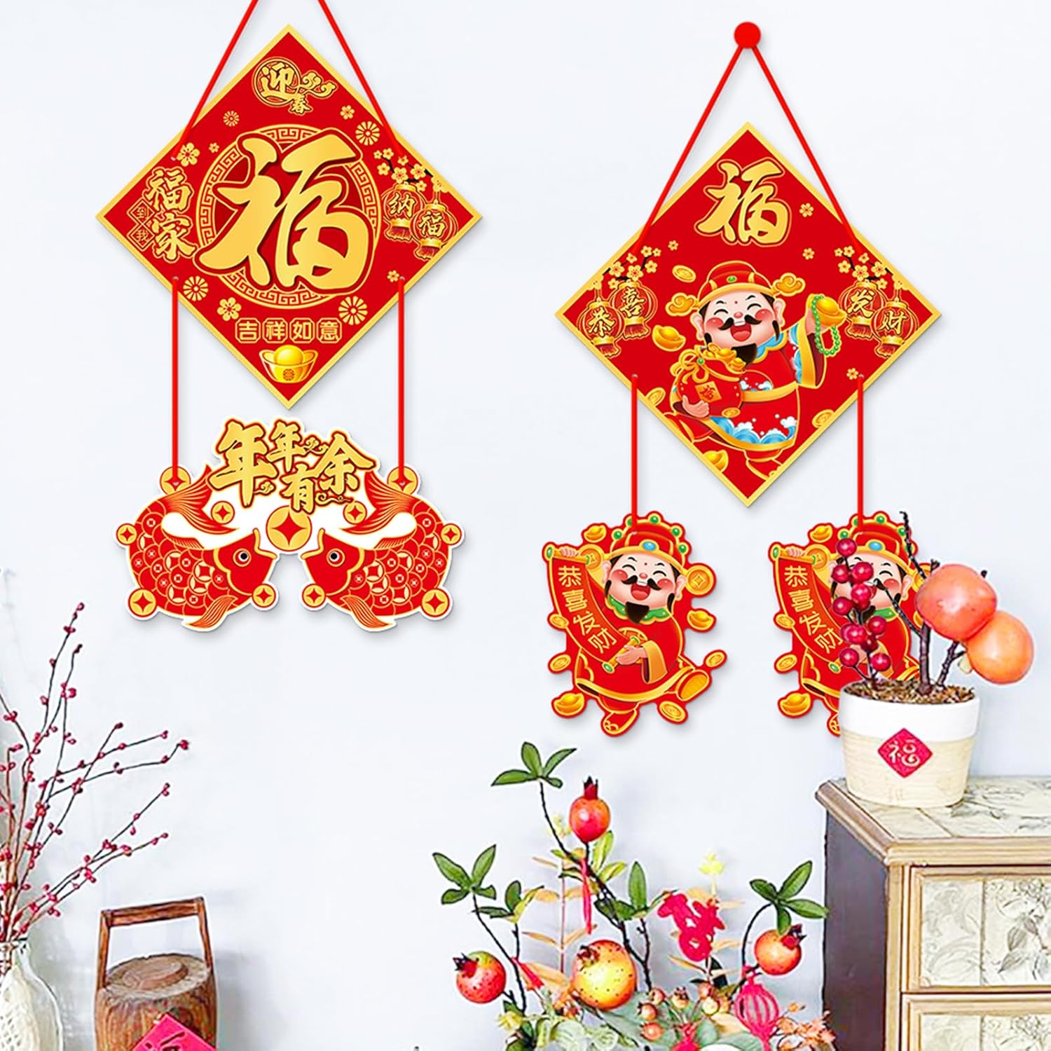 2PCS Large Chinese New Year Decorations Horse Lunar Lucky Hanging Ornament for Spring Festival Decor Year of the Festival Decoration for Party Together Celling Home Office Bedroom Supplies image number 5
