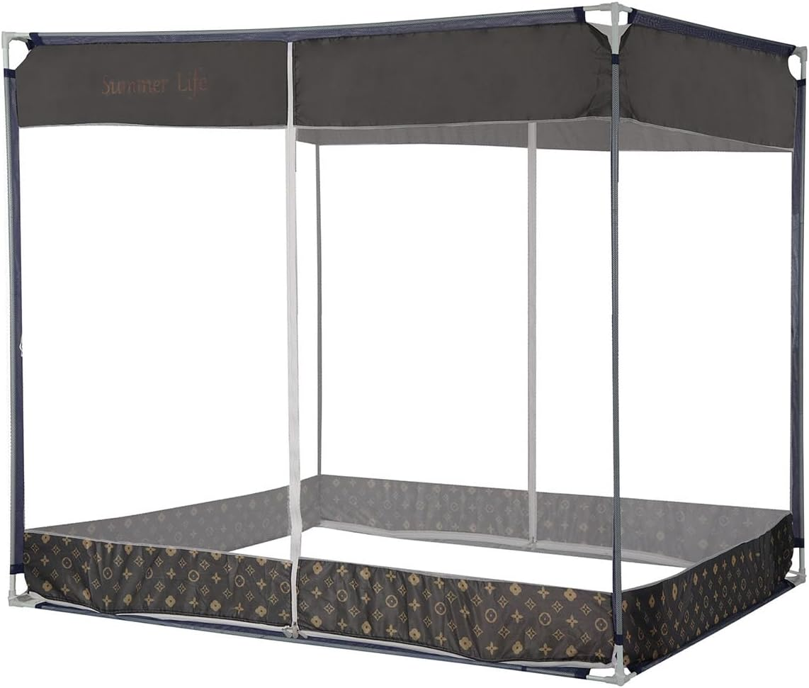 Dreamz Mosquito Net Bed Canopy-Foldable, 360&deg; Insect Protection, Dual-Sided Entry with Three-Way Zipper for Camping Home Use(Queen, Grey) image number 5