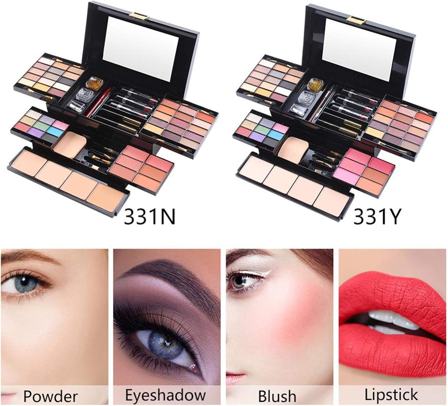 Fantasyday 54 Colours Multifunctional Exquisite Cosmetic Gift Set Makeup Kit for Face, Eyes and Lips - Makeup Palettes Vanity Case with Eyeshadow Palette, Lipstick, Blush, Mascara - 177 Colours image number 4
