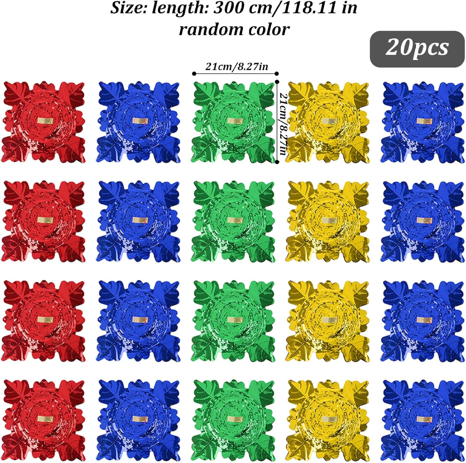 Christmas Foil Garland 20Pcs 300Cm/118.11Inch Hanging Decorative Foldable Christmas Garland Solid Color Garlands for Wedding Party Ceiling image number 3