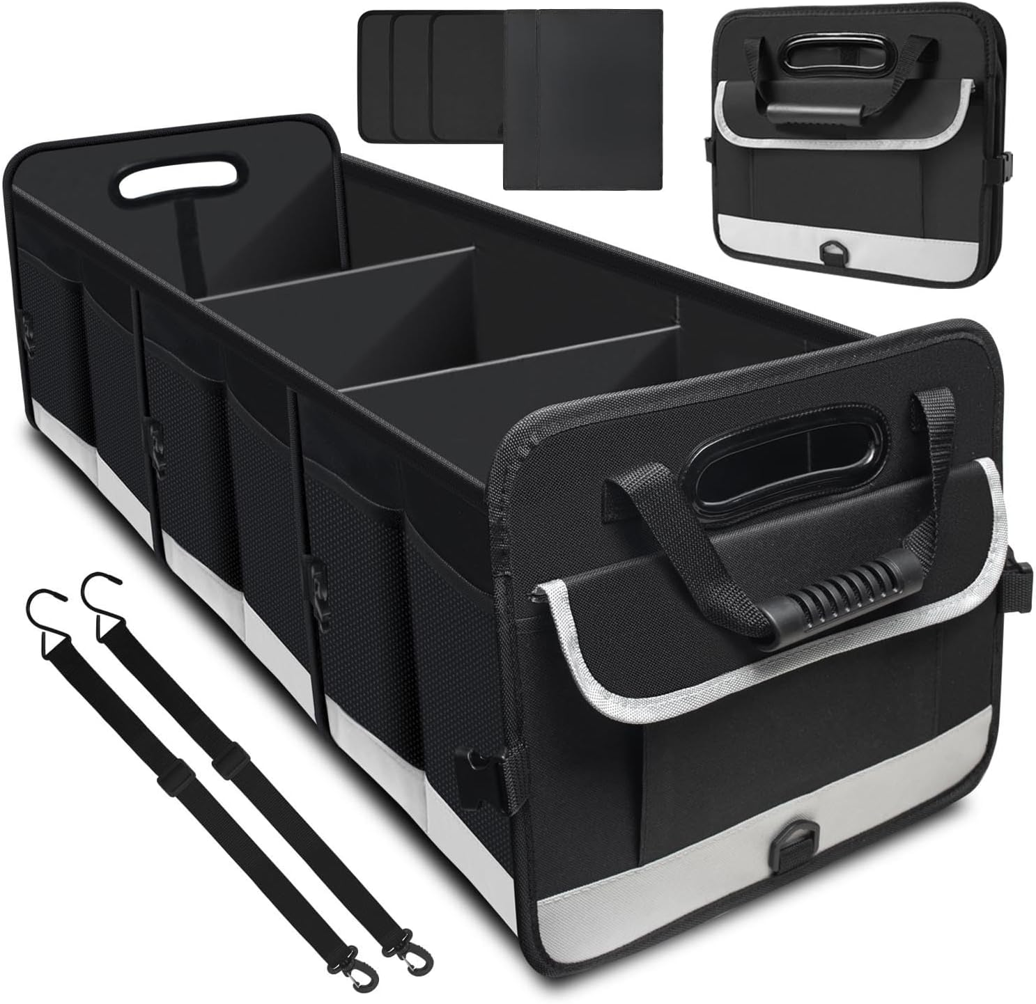 Trunk Organizer for Car, Car Storage Organizer with Non-Slip Bottom Strips, 95L Large Capacity Cargo Organizer for Suv, Truck, Sedan, Waterproof Portable Car Organizers for Women Men