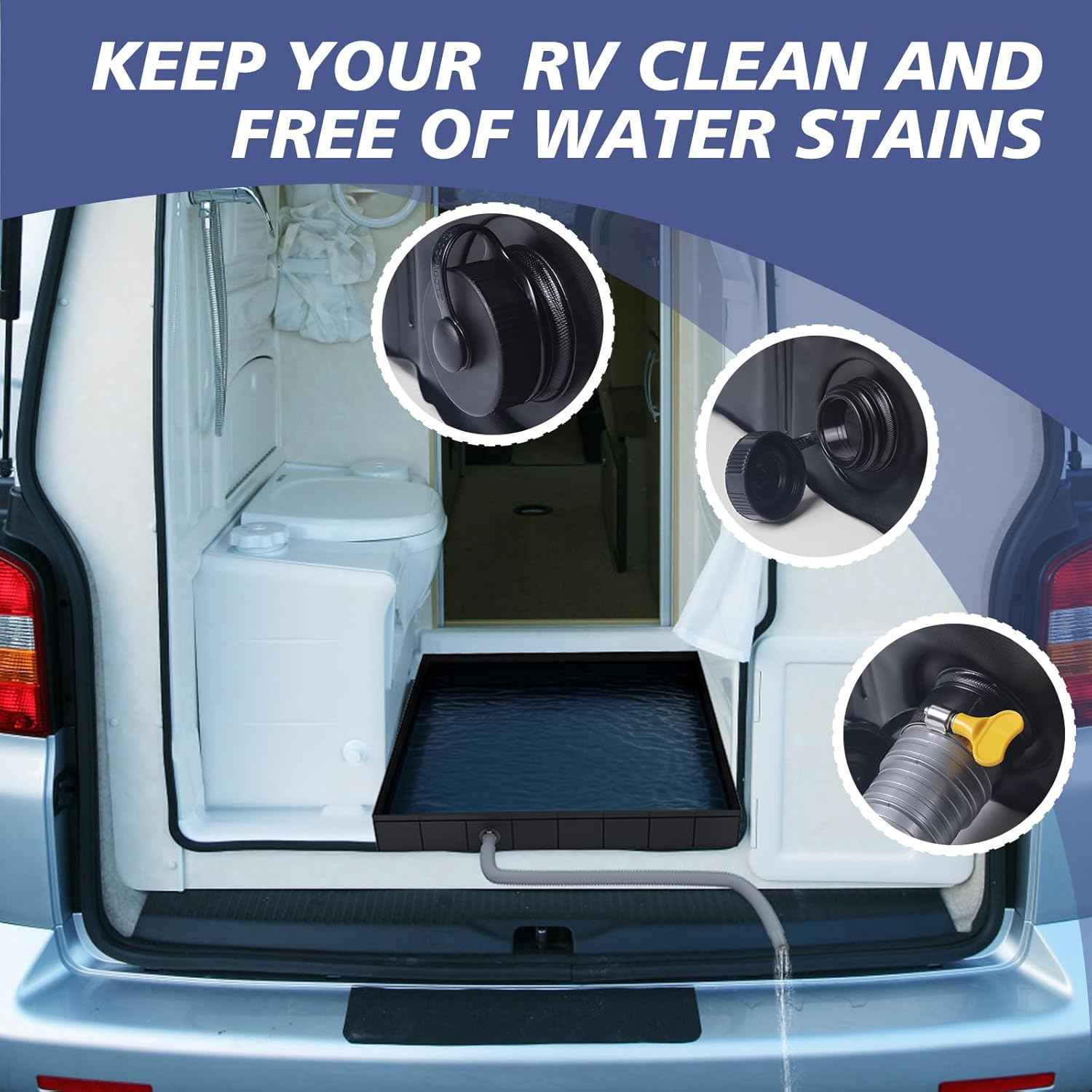 Portable Shower Pan, Spopal Foldable Shower Base & Basin Floor with Detachable Drain Pipe, 104 X 104 X 13Cm, for RV, Shower Tent, Camping, Outdoor, Indoor Shower Stall Enclosures, Bathing Pets (Black) image number 1