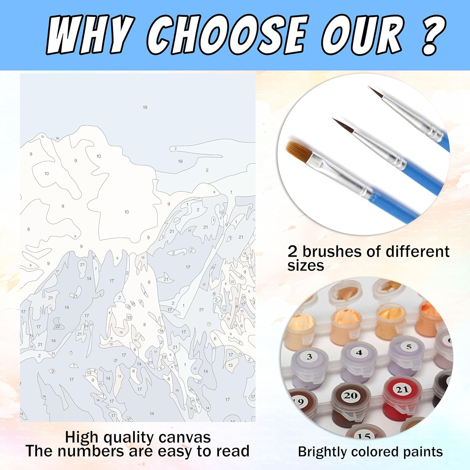 Ycydilirab Mountain Paint by Numbers for Adults - Landscape, 16X20Inch, Acrylic Canvas, Non-Foldable image number 2