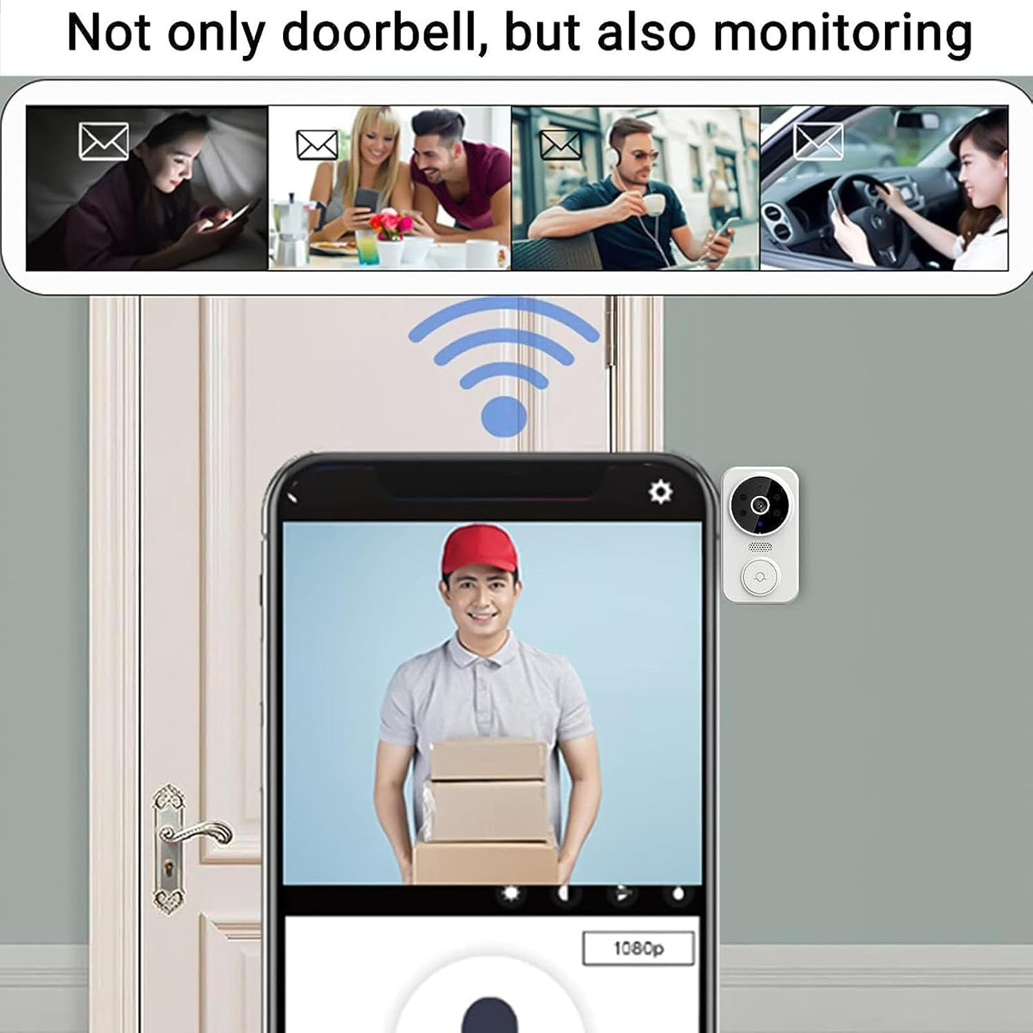 Video Doorbell 2.4G Wifi Wireless Doorbell Camera with Chime, HD Night Vision 2 Way Audio, Motion Detection, IP65 Waterproof, Rechargeable Battery Smart Home Security Camera System image number 4