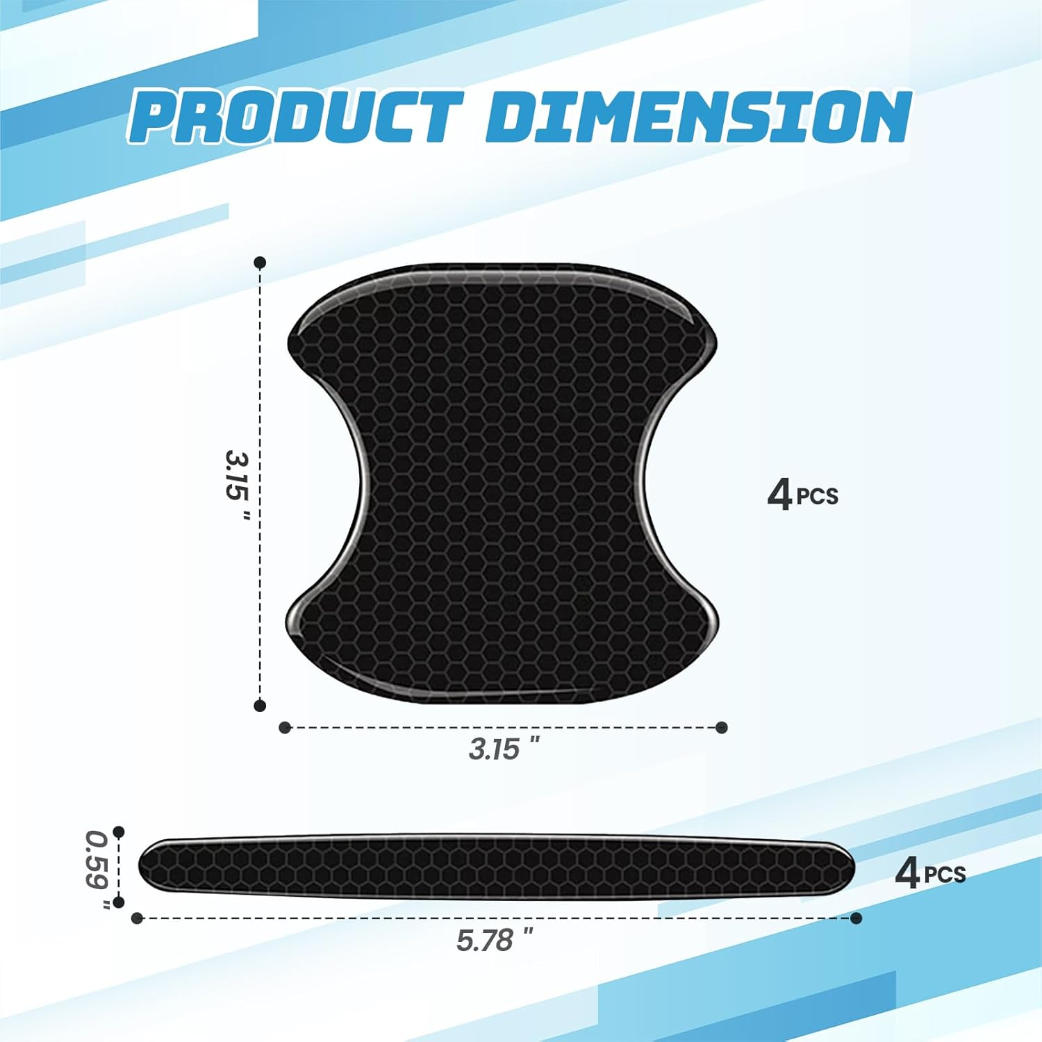 8PCS Car Door Handle Protector, Reflective Prism Anti-Scratches Door Handle Bowl Guard Stickers, Universal Auto Exterior Accessories for Most Car Handles image number 3