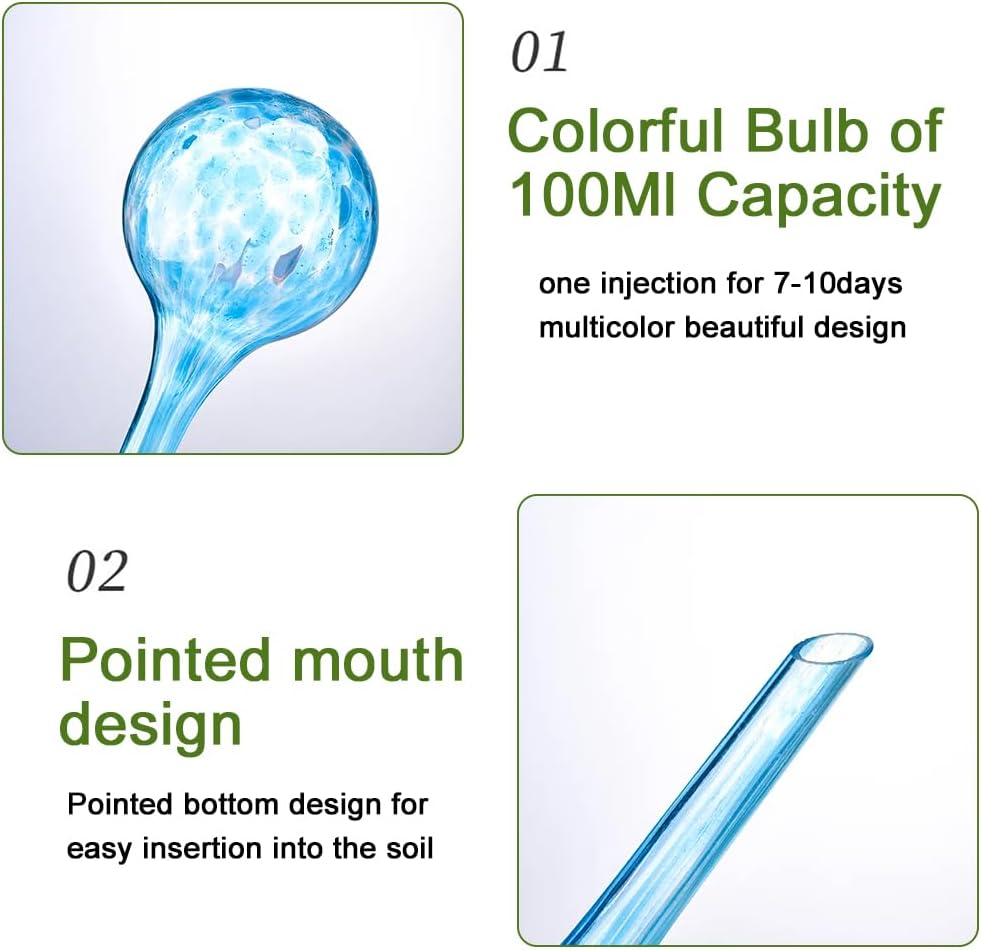 TOMVAES 6 PCS Plant Watering Bulbs,Self-Watering Globes,Garden Water Device Watering Bulbs,15 Cm Self Watering Planter Insert,Glass Plant Watering Devices for Indoor and Outdoor Plants Waterer image number 5