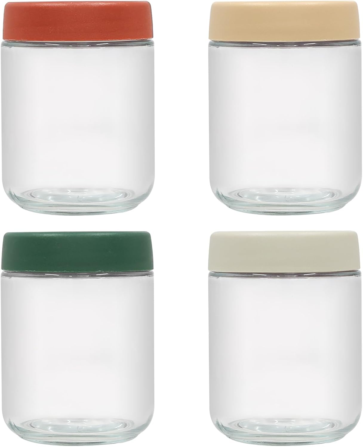 4-Pack Overnight Oats Containers with Lids, 15.2 OZ Glass Jar with Screw Lid, Wide Mouth Airlight Jar Overnight Oats Jars for Fruit, Salad,Spice, Candy, Jam, Seasoning, Meal Prep Containers