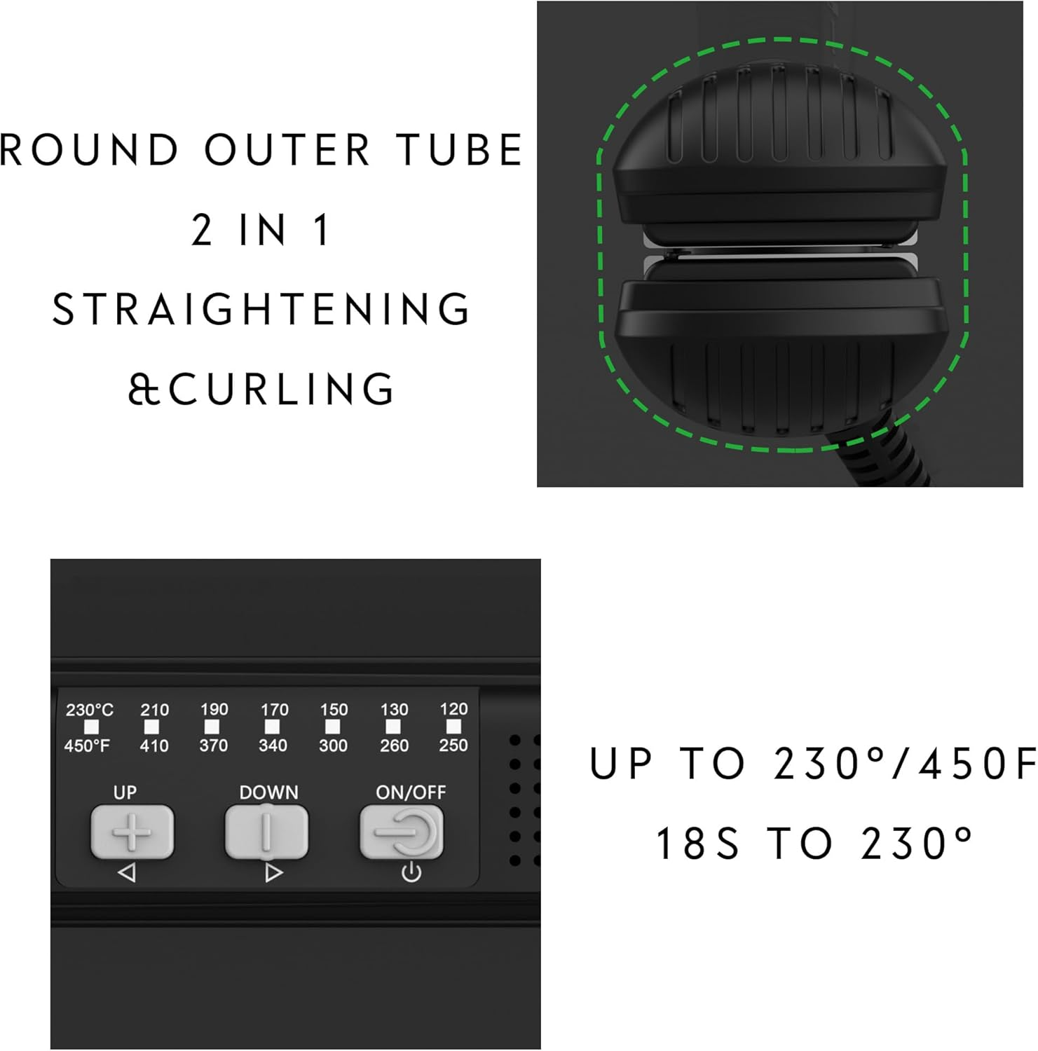 AINA Hair Straightener Brush, Flat Iron | Titanium Plates Dual Voltage Hair Straightening Curling Iron 2 In1 | Resolve Tangled Frizz (Black)