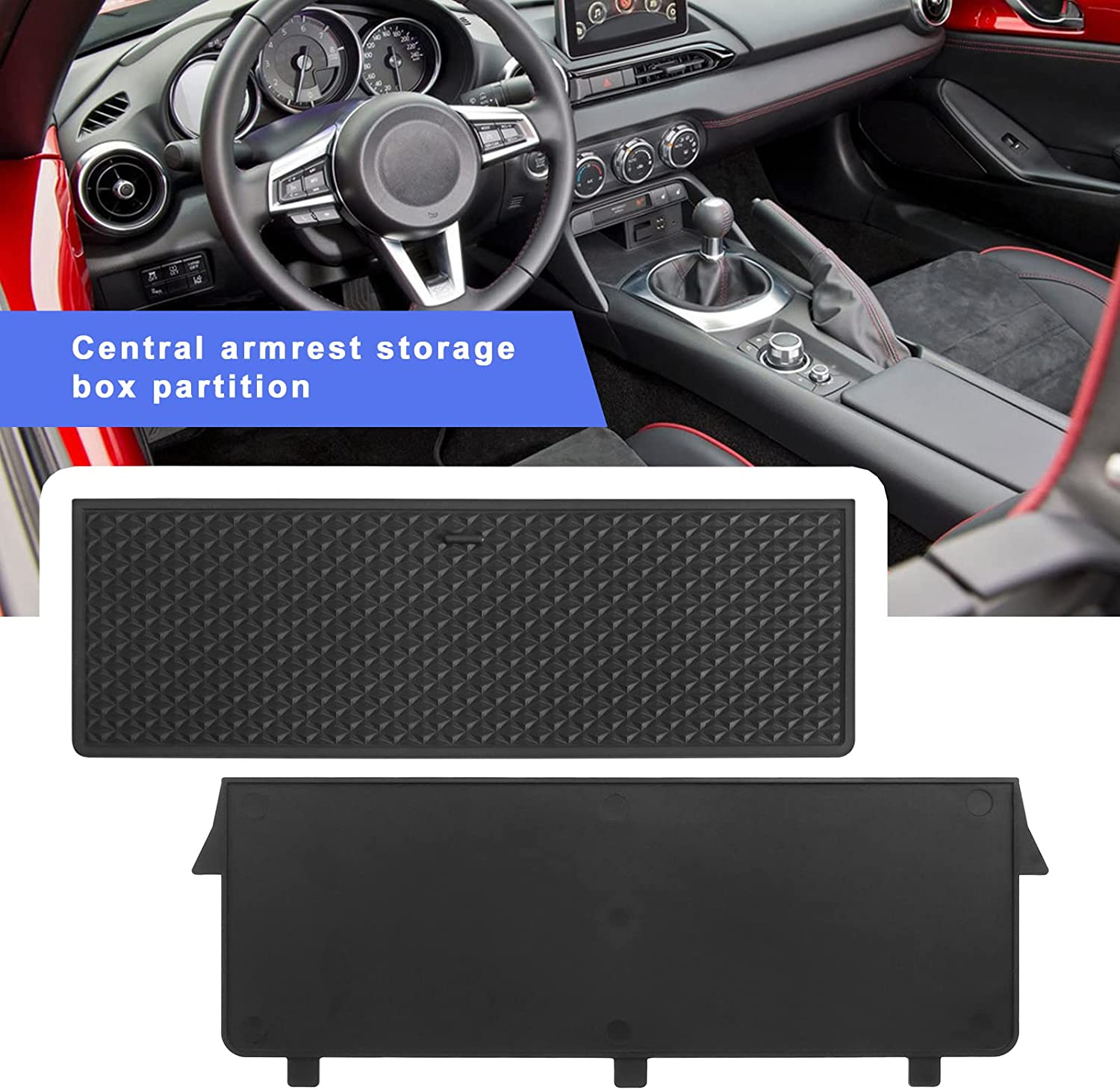 SING F LTD Center Console Storage Box Shelf Compatible with MX5 2015-2022 Armrest Box Interlayer with Anti-Slip Rubber Pad Glove Box Organizer Tray Black image number 6