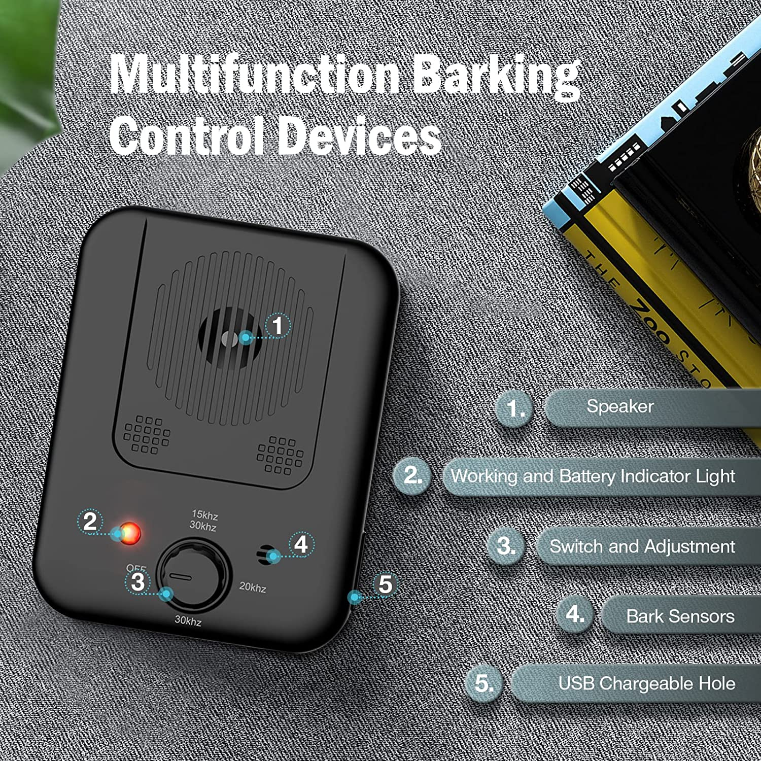 Stop Dog Barking Device, Automatic anti Barking Devices for Dogs 33 FT, Ultrasonic Rechargeable Waterproof Dog Barking Control Deterrent Stopper Dog Training Tool Indoor/Outdoor Safe for Most Dogs image number 3