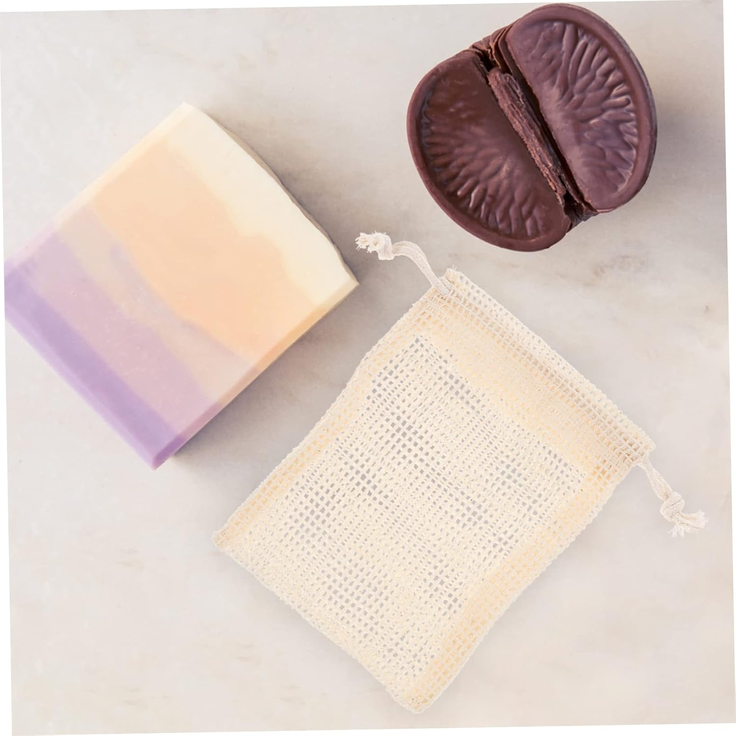 Soap Exfoliating Pouch 5Pcs Cotton Linen Bathing Soap Bags for Bathing Care and Skin Friendly Use image number 5