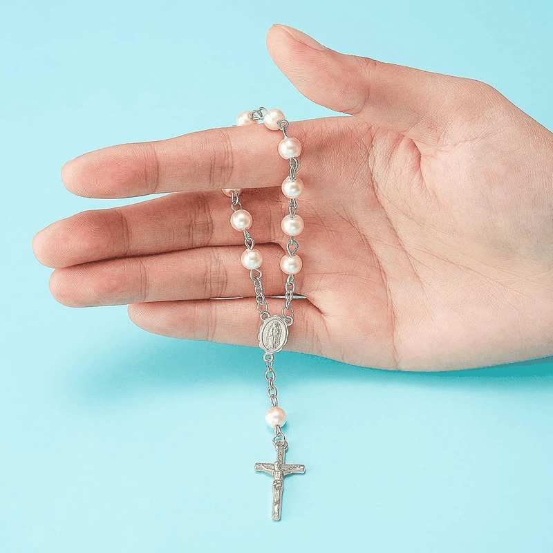 30Pcs Baptism Rosary Beads Finger Baptism Rosaries Faux for Baptism Favors Favors Communion Favors image number 6