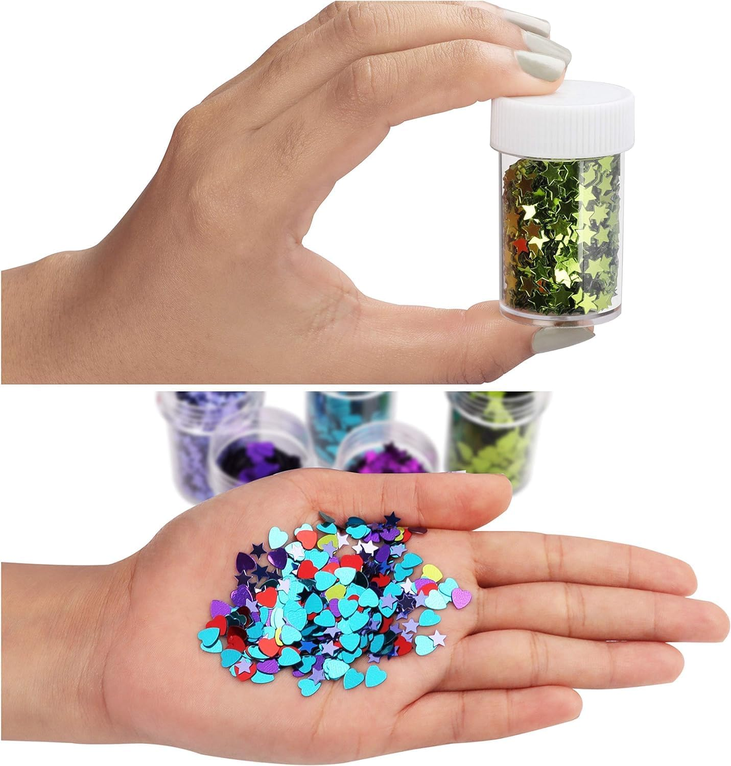24 Pack Glitter Stars & Hearts Sequins - Assorted Colors Craft Embellishments for DIY Arts & Crafts, Decorations, Scrapbook, Card Making & Make Up image number 6